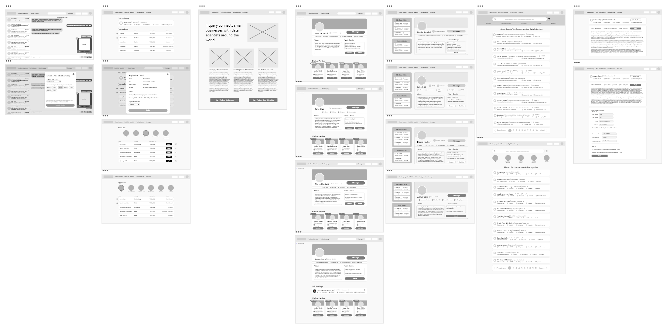 Wireframes for returning users